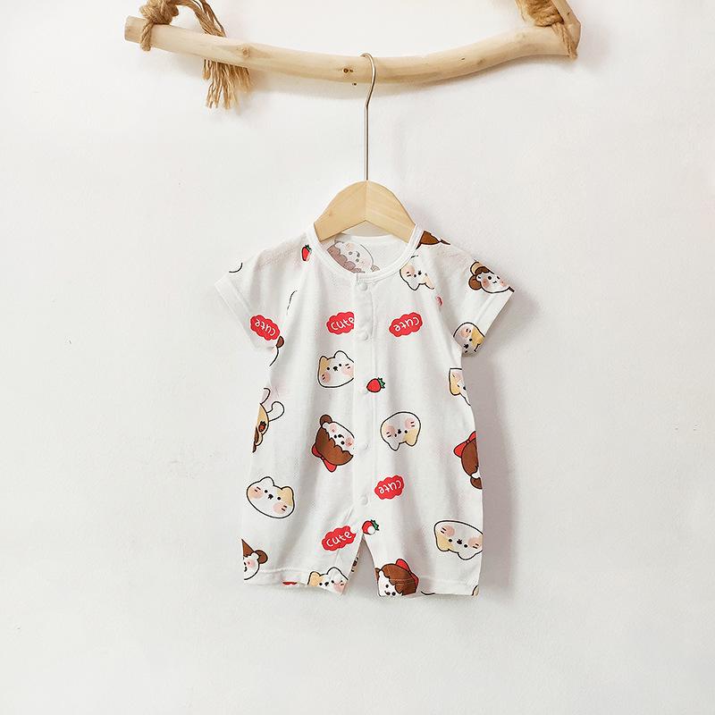 Summer Baby Bamboo Bodysuit: Lightweight, Breathable Short Sleeve Coverall for 3-24 Months