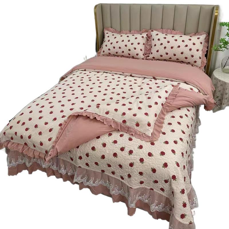 Class A Maternal Infant Grade Bed Cover 4-Pcs Set Of Thickened Padded Sheets 3-Pcs Set Of Small Bamboo Cotton Jacquard Quilt Cover Autumn  Winter