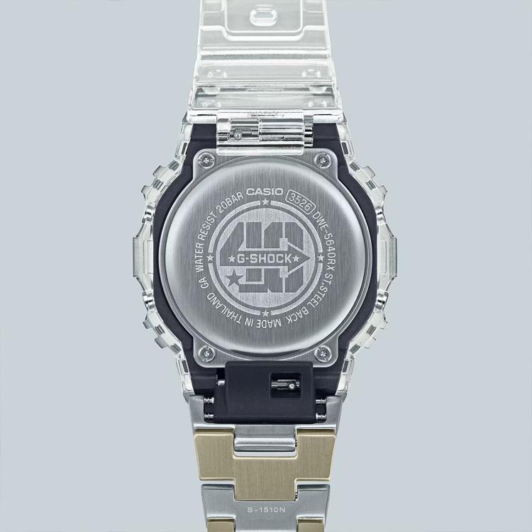 Casio G-Squad G-Shock 40th Anniversary Clear Remix 200M Water Resistant Quartz Movement Resin Stainless Steel Strap Men Watches Black DWE-5640RX-7JR