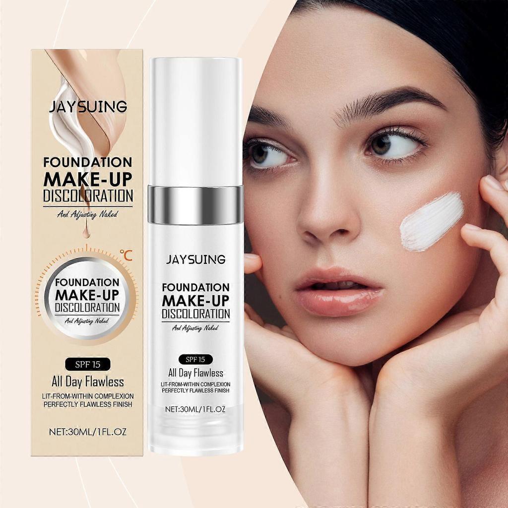 Jaysuing Color-Changing Foundation Liquid Moisturizing, Natural Concealing, Long-Lasting, Hydrating, Non-Cakey, Brightening Color-Changing Foundation