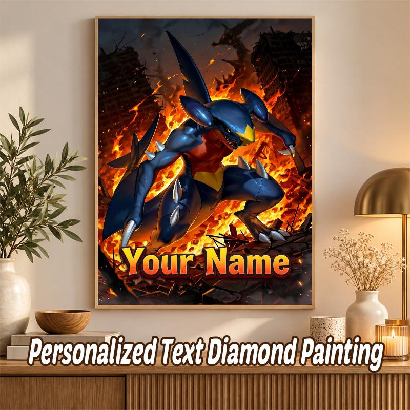 Garchomp Custom Name Diamond Painting Personalized 5D Full Drill DIY Diamond Art Home Decor