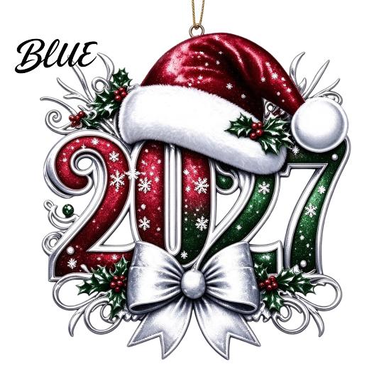 2027 Year Hanging for New 2D Flat Hat Ornament Ornaments Christmas Acrylic Decoration Tree Pendants