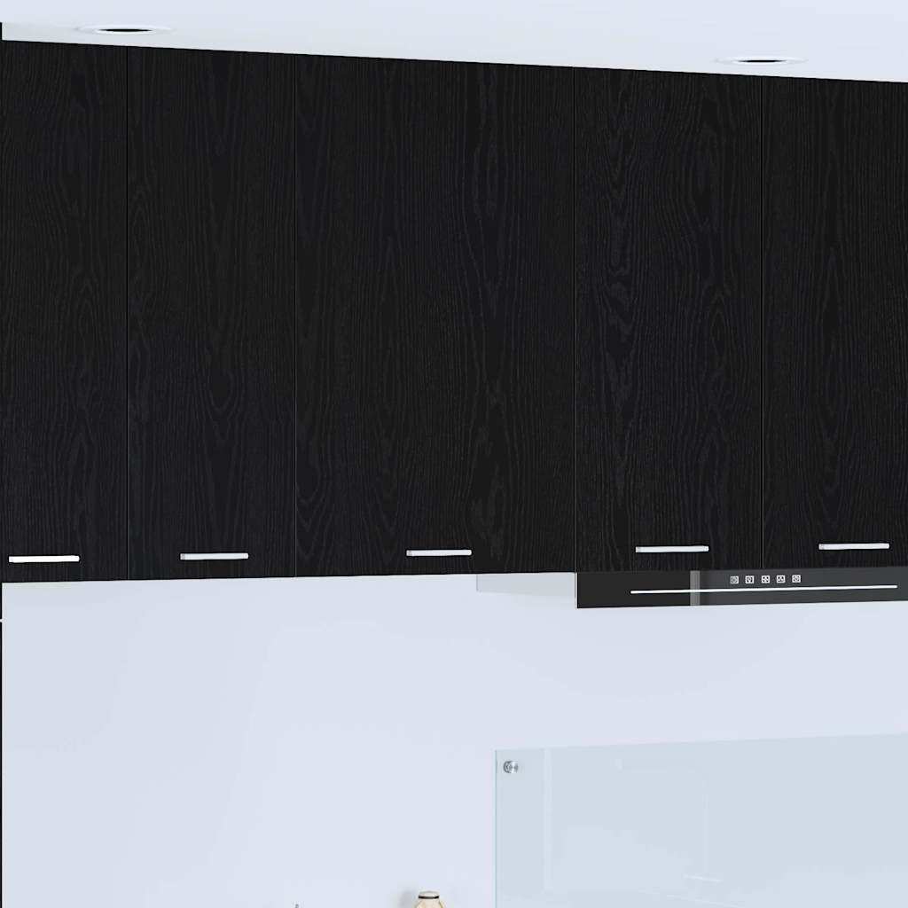 Hanging Cabinet with Door Black Oak and White 50 x 31 x 80 cm
