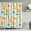 Conjunto de Cortina de Chuveiro Estampa Animal Desenho Animado Girafa Leão Elefante Hipopótamo Jacaré Tigre Rosa Cacto Plantas Verdes Decoração de Banho Multicolorido