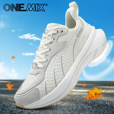 ONEMIX Sports Shoes Women Autumn And Winter Leather Cover Cold Waterproof Lightweight Comfortable Breathable Running Shoes