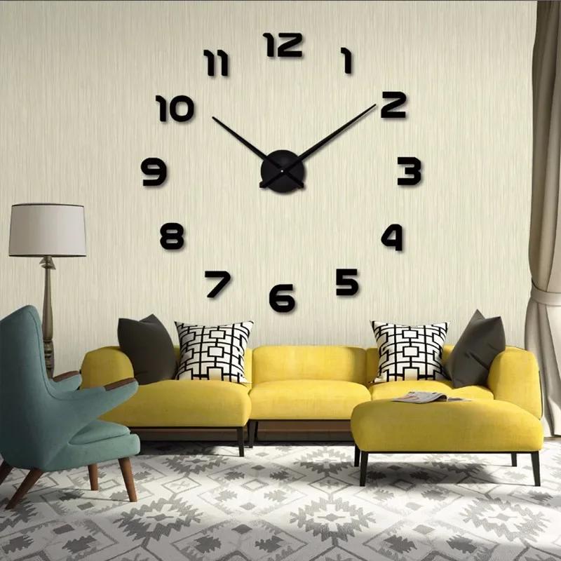 Large acrylic three-dimensional Roman digital wall clock living room bedroom wall clock