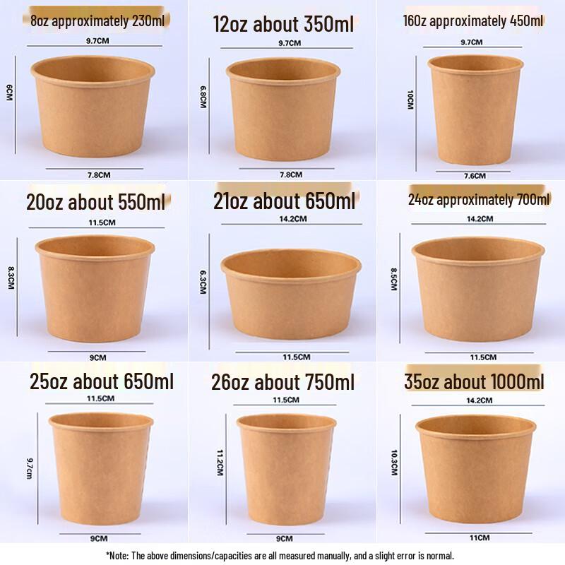 Disposable Kraft Paper Takeaway Bowl with Lid