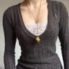 Women's Autumn and Winter V-neck Low-cut Sexy Temperament Thin Bottoming Knitwear