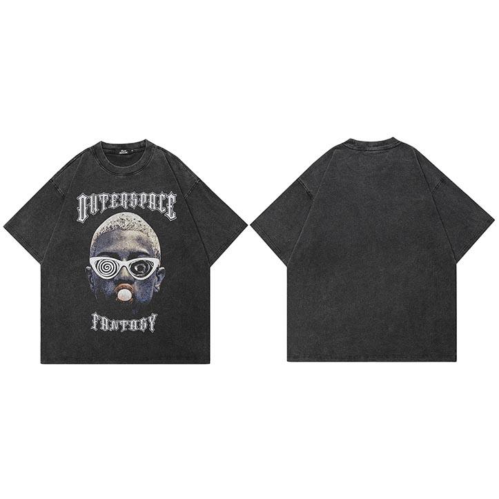 Hip Hop  Retro Washed Black TShirt Streetwear Funny Graphic T Shirt Cotton Men Tshirt Unisex Tops Tee Dope Hipster Clothing M