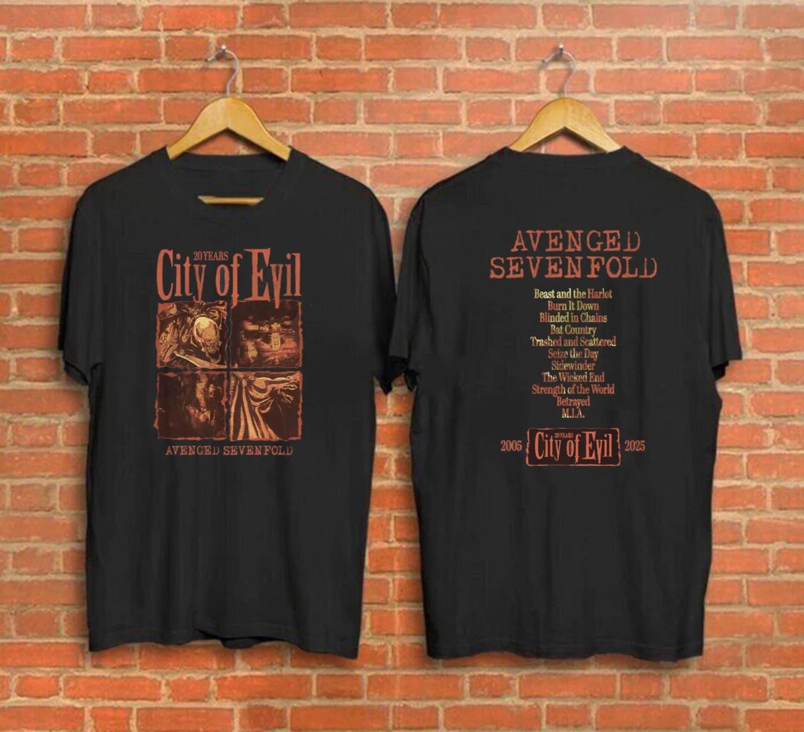 Avenged Sevenfold A7X City Of Evil 20th Anniversary Two-Sided T-Shirt Mens Womens Tees Top S-4XL 2XL