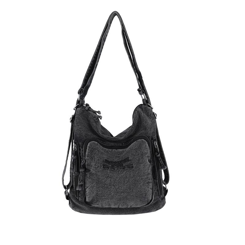 

Denim Shoulder Bag Large Capacity Multi-function Tote Bag Lightweight Crossbody Bag чорний