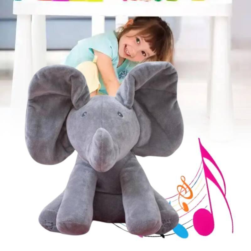 Elephant Hide And Seek Singing Plush Toy With Pp Cotton Filling For Kids Playtime