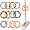 12Pcs Silicone Beadable O Rings Bulk 65Mm Round Silicone Beads Loop With 2 Hole, Water Transfer Printed Silicone Pendant