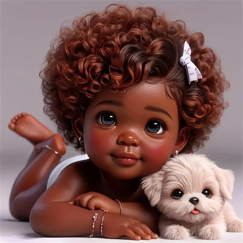 5d Diy Diamond Painting Girl Dog Portrait Diamond Embroidery Seaside Full Round Drill Cross Stitch Kits Gift
