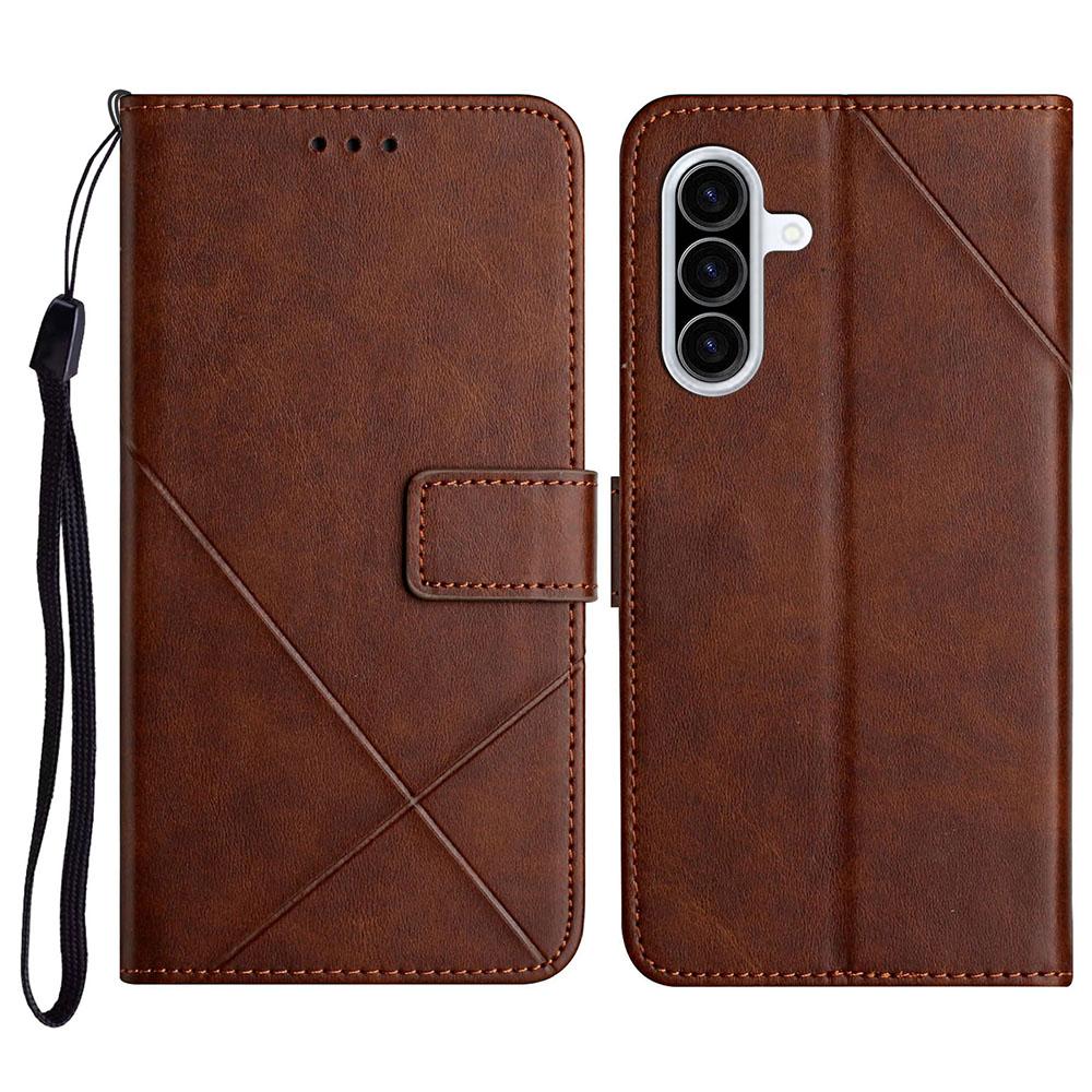 For Samsung Galaxy A37 5G Case Line Pattern Wallet Leather Phone Cover with Wrist Strap