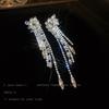 Cold wind, diamond-set zircon flower, butterfly tassel, no ear piercings, earbone clip, trendy personalized earrings, women's earrings.