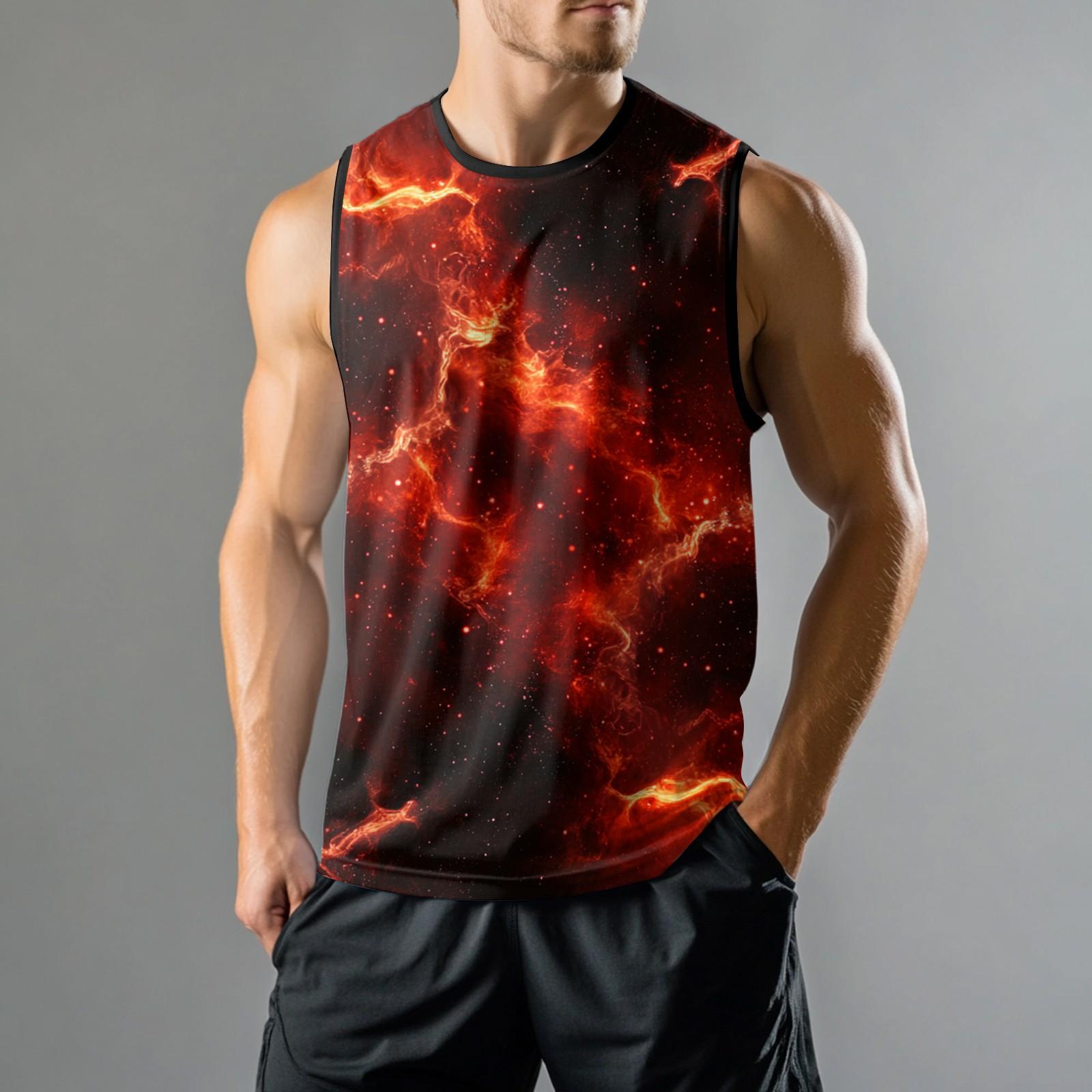 

Мужская мода принтованный спортивный повседневный жилет без рукавов XL красный