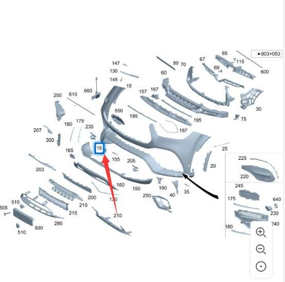 Front Bumper Tow Hook Cover for Mercedes-Benz W167 GLE350, Unpainted