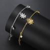 Teamer Chrysanthemum Peach Blossom Pendant Bracelets Stainless Steel Gold Color For Women Girls Flower Jewelry Gift 2026 New