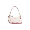 Teri 24 Heart Print Detachable Handle Strap Cow Leather Handbag Crossbody Bag Shoulder Bag Women's White