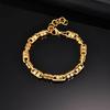 Gold Color Handmade Chain Bracelets for Men,Waterproof Stainless Steel Chain Wristband,Causal Simple Jewelry Gift