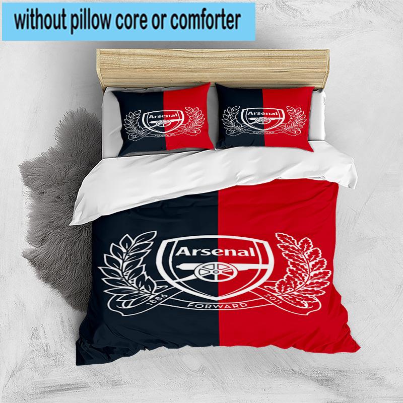 Set Biancheria da Letto Stampato con Stemma Arsenal Football Club 3 Pezzi Chiusura con Zip Include 1 Copripiumino & 2 Federe Set Biancheria da Letto Arredamento Casa Regali