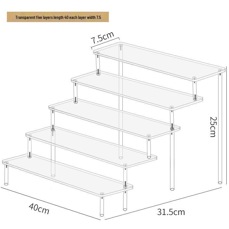 Acrylic Three-Tier Handheld Display Stand for Pop Mart Dolls, Jasmine Cosmetics, Wallets, and Jewelry