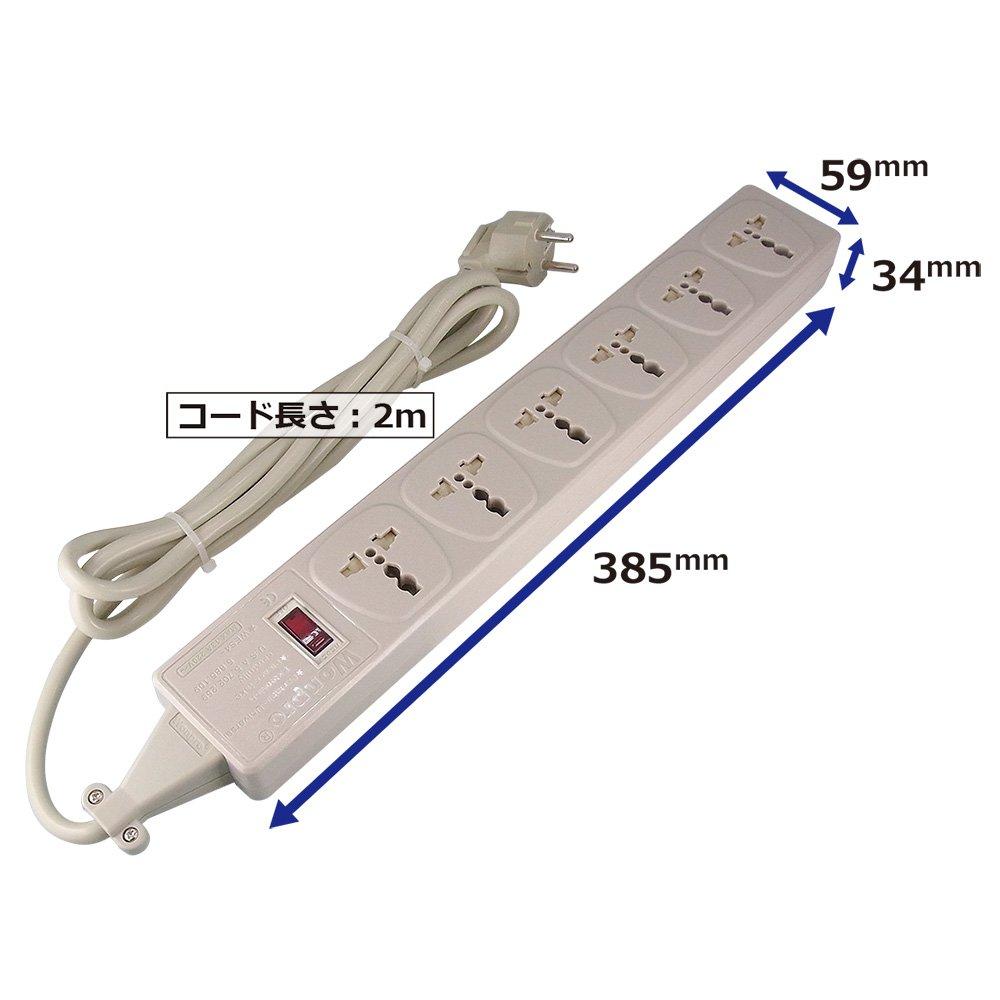 Wonpro High Voltage Compatible 6 Socket Table Tap for Overseas Travel Type SE/2500W WES4-D109