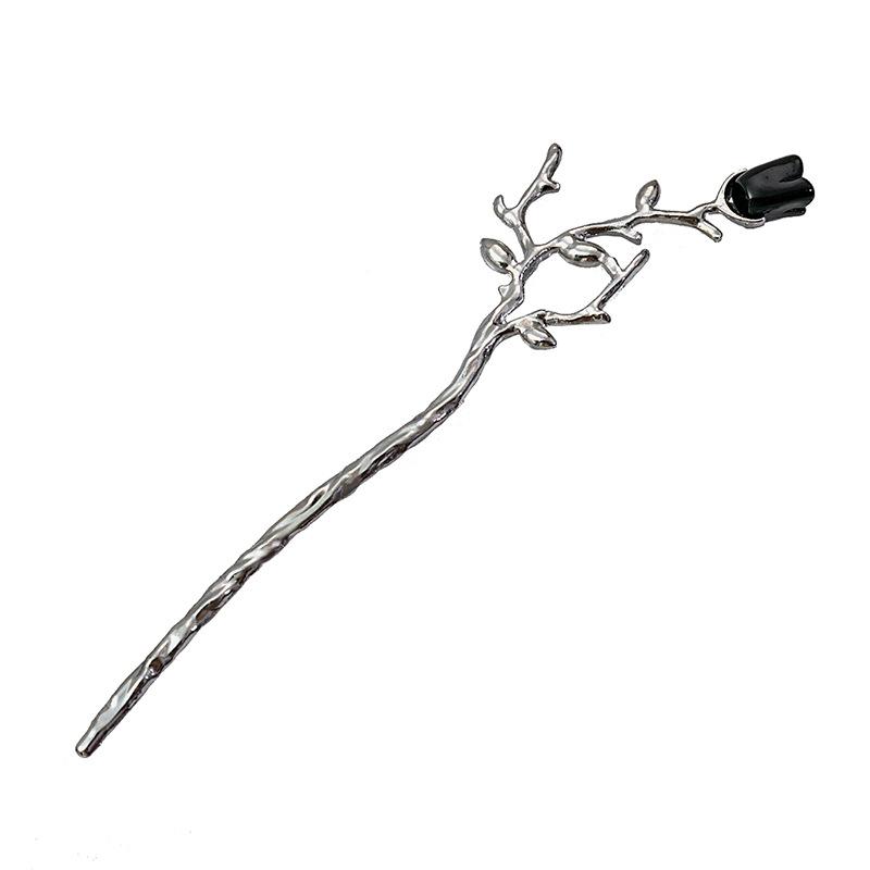 National Tide New Chinese Hairpin Liquid Metal Butterfly Hairpin Crescent Set Diamonds Vintage Bamboo Joints Tassel Hairpin Coiffure Hairpin