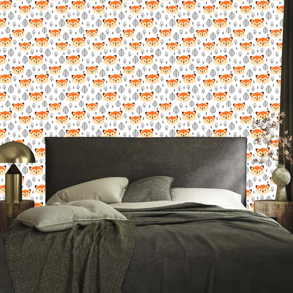 Foxes Wallpaper White and Light Gray for Living Room and Bedroom 50x1000