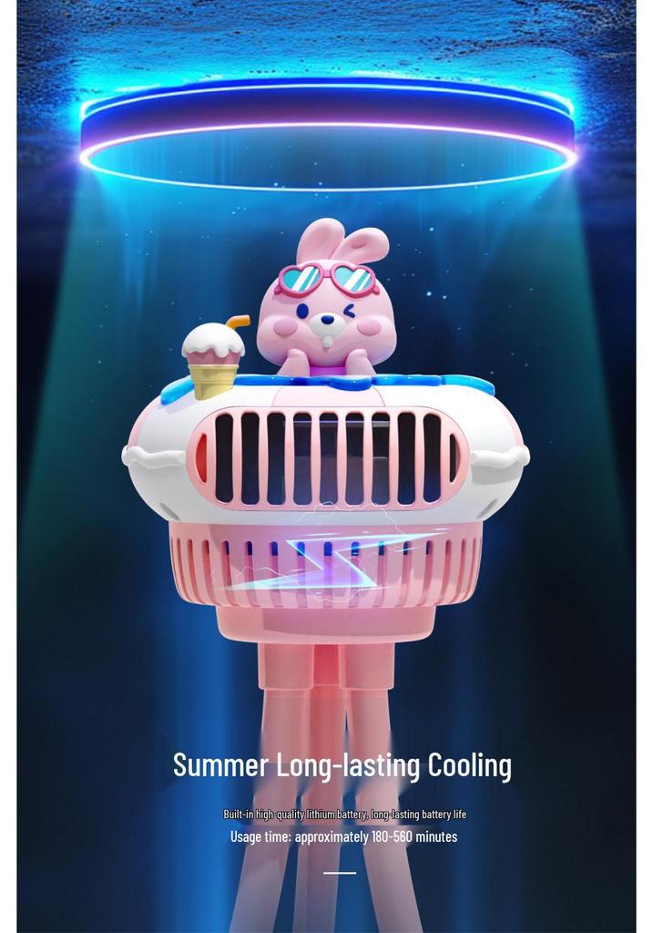 Octopus Handheld Stroller Fan: Portable USB-Rechargeable Cartoon Fan for Outdoor Baby Strollers