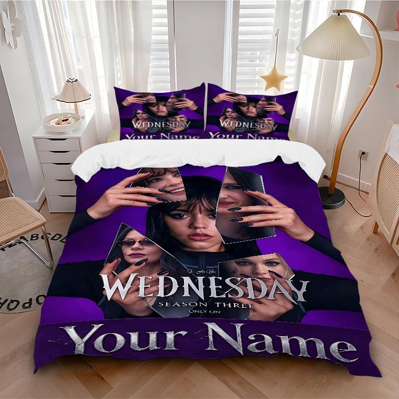 Wednesday'S Dark Mirror Reflections Bedding Set Personalized Washable Custom 3Pcs Duvet Cover Pillowcases Soft Microfiber Home Bedroom Gift