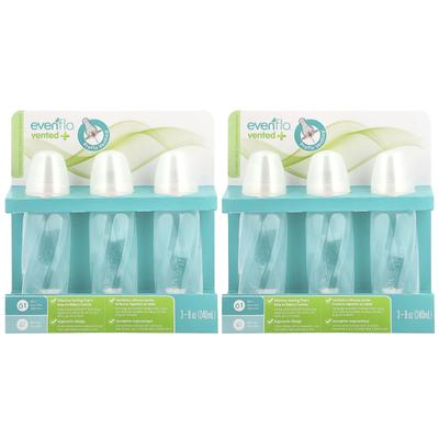 Vent+ Twist PP Transparent Baby Bottles, Standard, 0 Months and Up, Slow, 6 Pieces, 240ml (8 Oz) Each