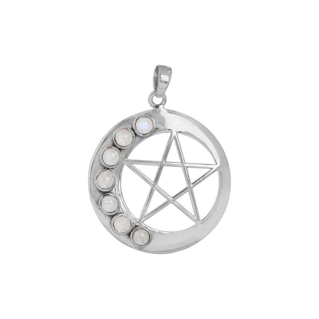 Moonstone Pendant, Moon Star Silver Pendant, Silver Charm Jewelry, 925 Sterling Silver Handmade Jewelry Ap7117
