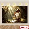 2D Forest Sunlight Jesus Backdrop for Worship & Christian Home Decoration