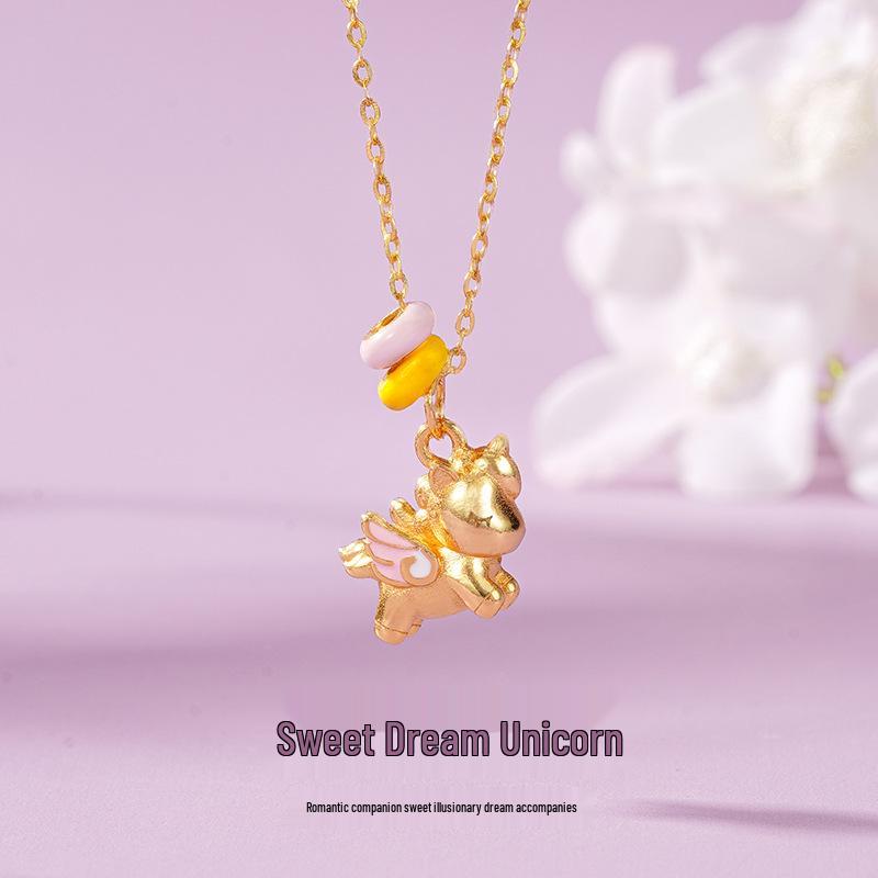 Tichya S925 Sterling Silver Unicorn Necklace for Women – Sweet, Light Luxury Little Pegasus Clavicle Chain