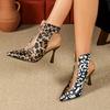 Damenschuhe in Übergröße 2025 Sommer Neu Leopardendruck Spleißen Baotou Schuhe Hochhackige Sandalen Stiefel Schuhe
