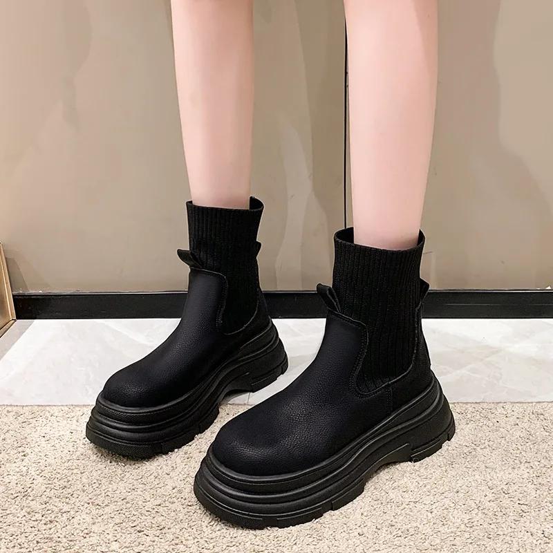 

French Retro Womens Boot 2025 Winter New Women Ankle Boots Fashion Trend cotton boots Versatile Thick Sole non-slip Womens Shoes 35 бежевый