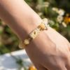 Stainless Steel Beaded Stretch Bracelet Sunflower Bee Pendant Hand Chain Charm Bracelet  Garden