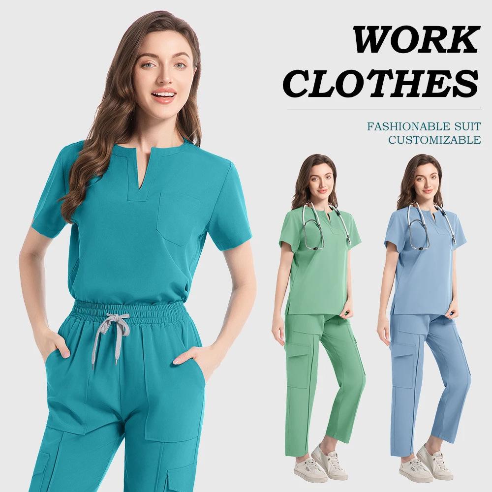 Women's Multi-pocket Medical Scrub Suit - Nurse/Doctor Uniform