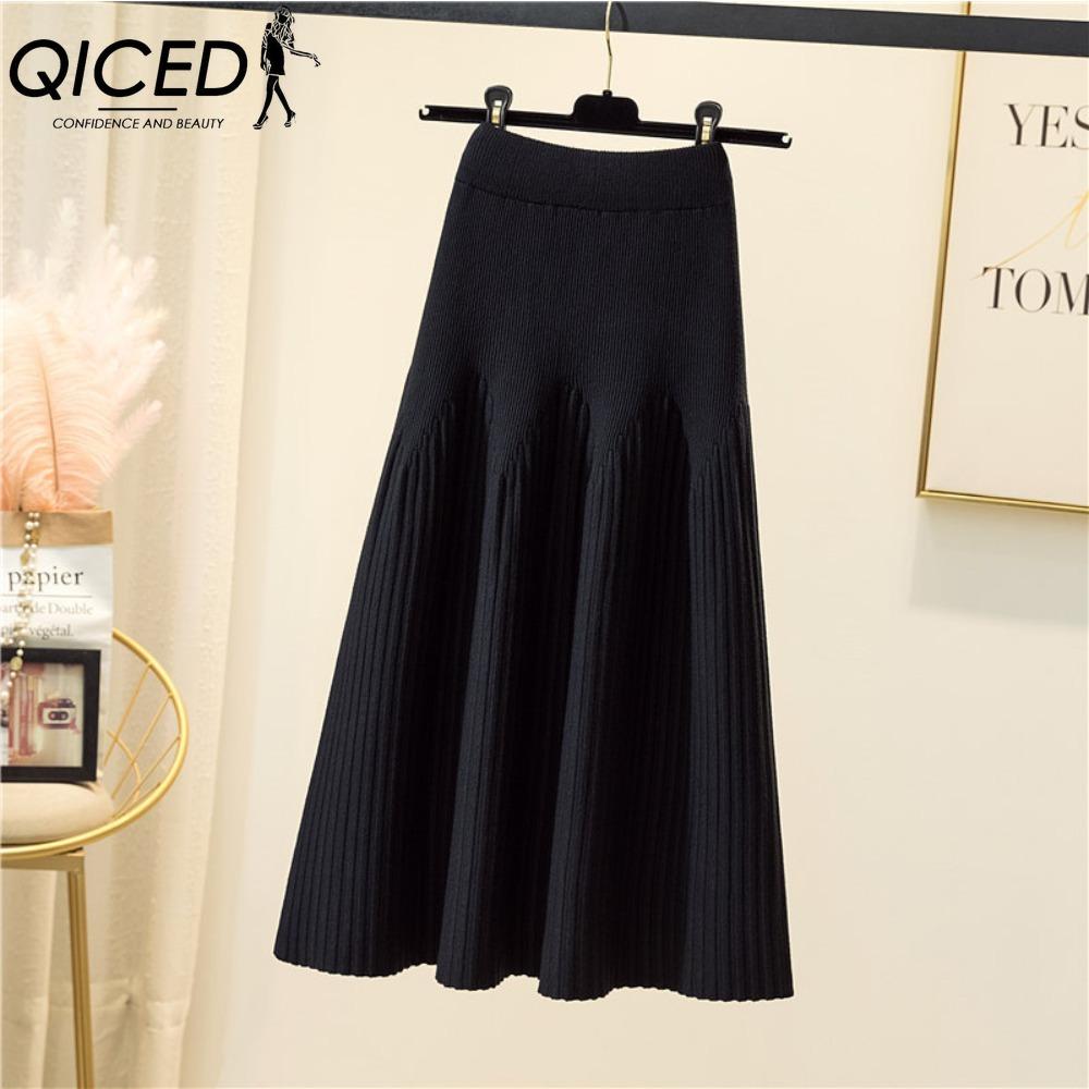 QICED Damenmode Lässig Einfarbig Druck Sommer Frühlingsrock