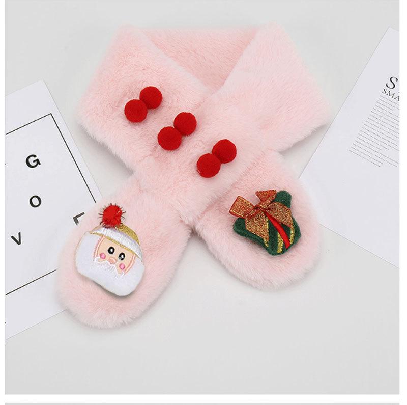 Kids' Winter Plush Scarf: Cozy, Thick, Windproof Neck Warmer with Cute Santa Design for Boys and Girls