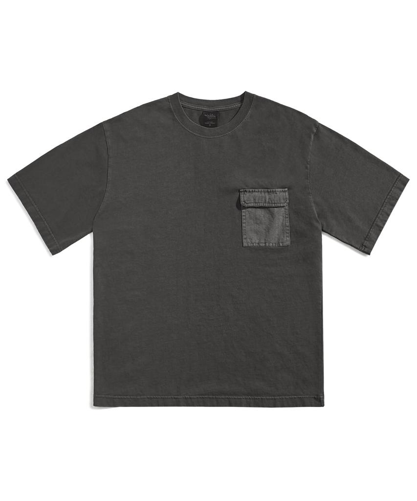 Peullukeu Out-Pocket Slam Logo Patch Pigment Short Sleeve T-Shirt Dark Gray Fst734