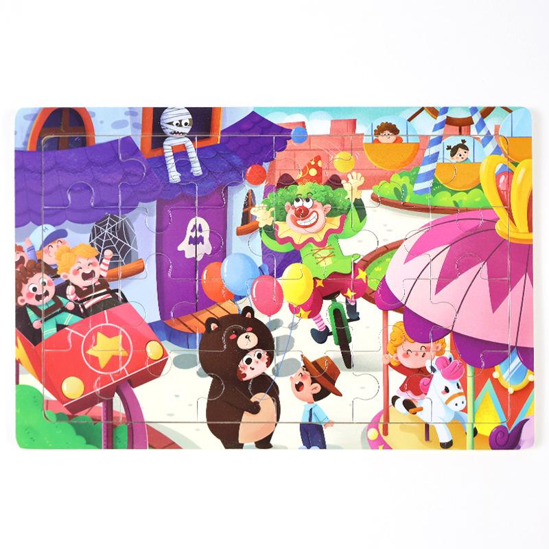 Wooden Children's Puzzles 24 Pieces Early Childhood Education Educational Toys Cartoon Animal Cognitive Puzzles