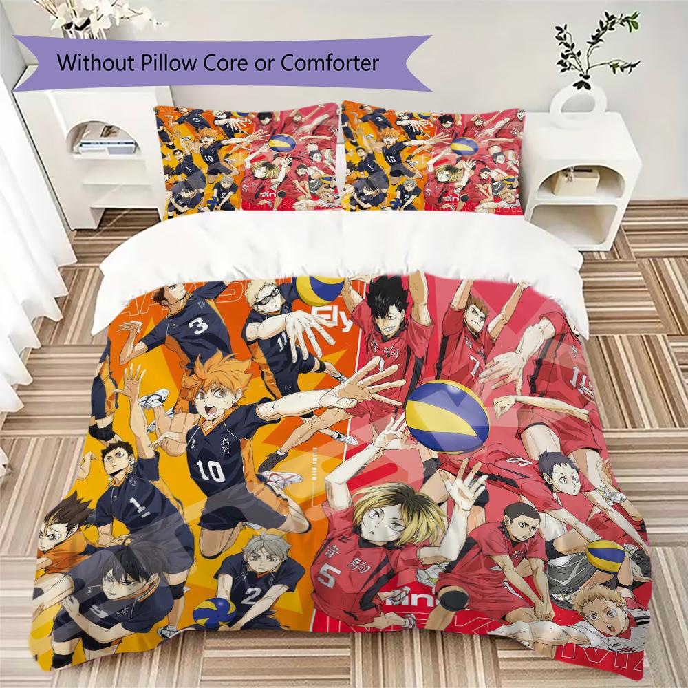 Haikyu!! Pattern Bedding Uilt Set Uilt Cover Pillowcase Home Decoration Birthday Gift (1 * Duvet Cover + 2 * Pillowcase Without Core)
