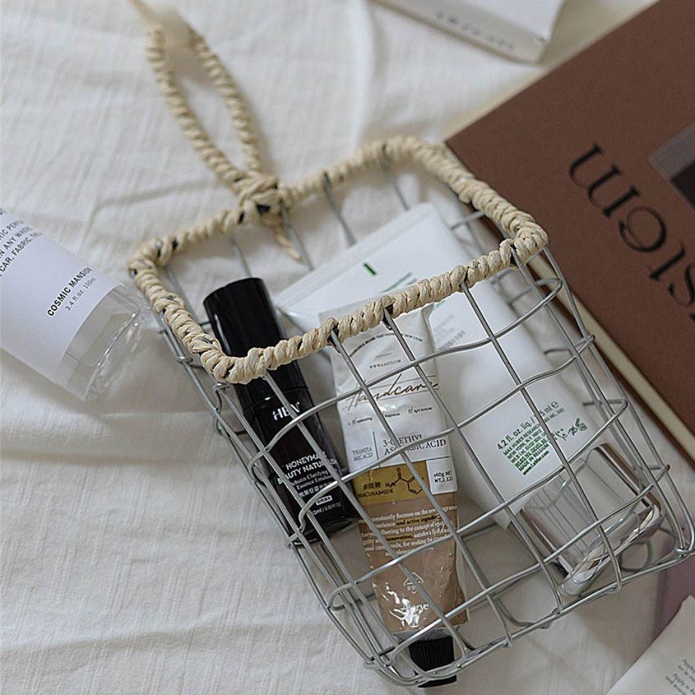 Nordic Kitchen Wall Organizer Metal Cabinet Storage Basket Small Stuff Snacks Support