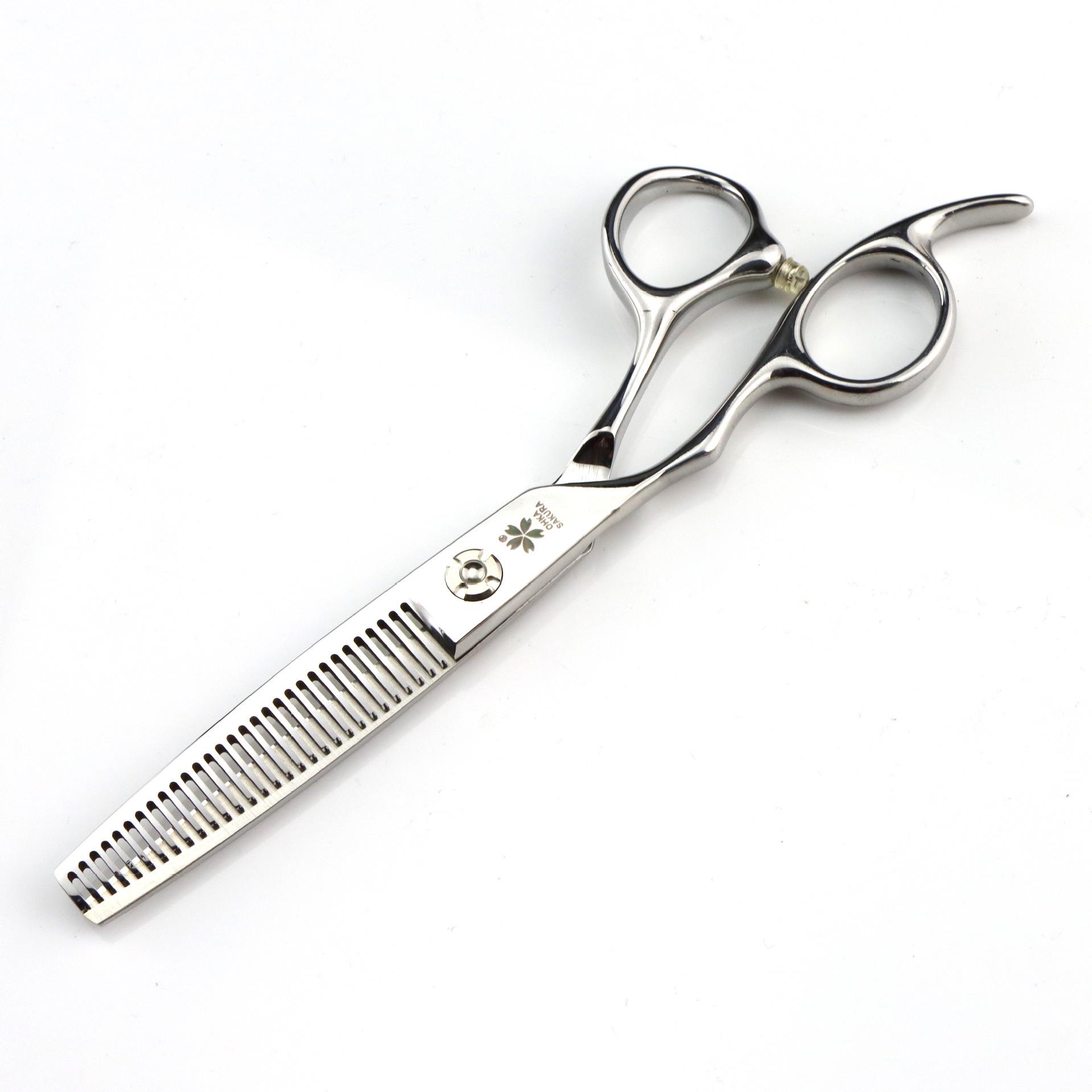 6.0  Left-Handed Cherry Blossom XGZ-02 Hairdressing Scissors - Straight, Serrated, and Thinning Shears.