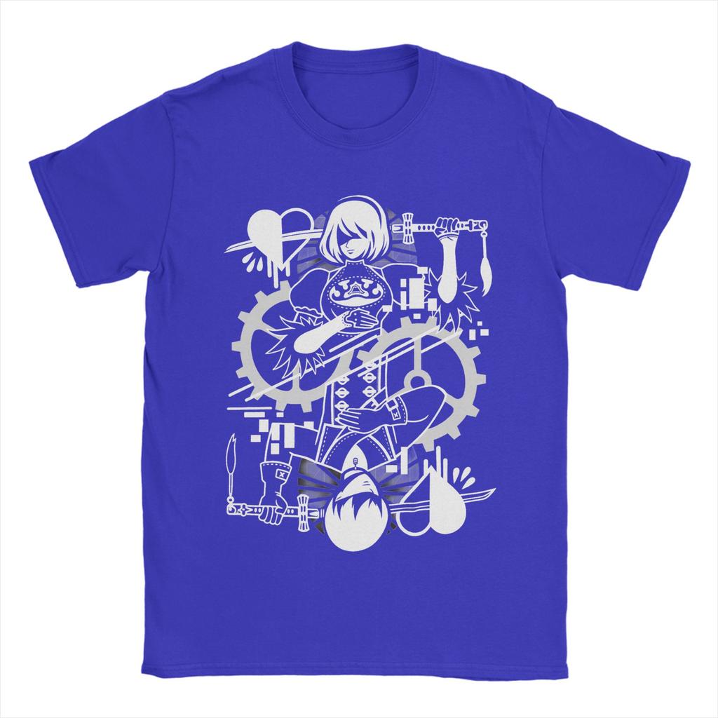 YoRHa 2B Anime Game Fans Art T Shirt Unisexs Pure Cotton Novelty TShirts Crewneck Tees Short Sleeve Tops Plus Size