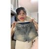 Women's Petite High-Waisted Straight Leg Denim Shorts - Summer 2025 Retro A-Line Hot Pants