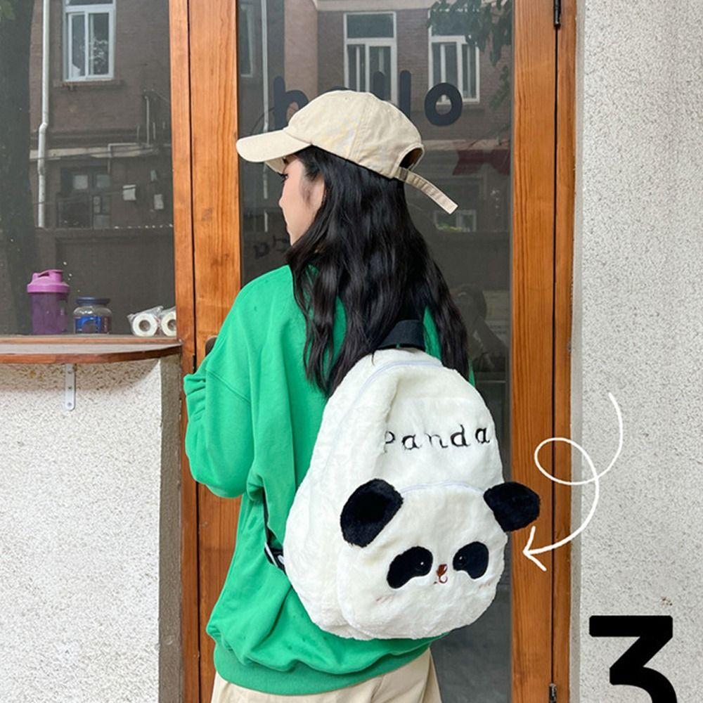 Animal Students School Bag Plush Cartoon Messaage Bag Adjustable Panda Backpack  Travel